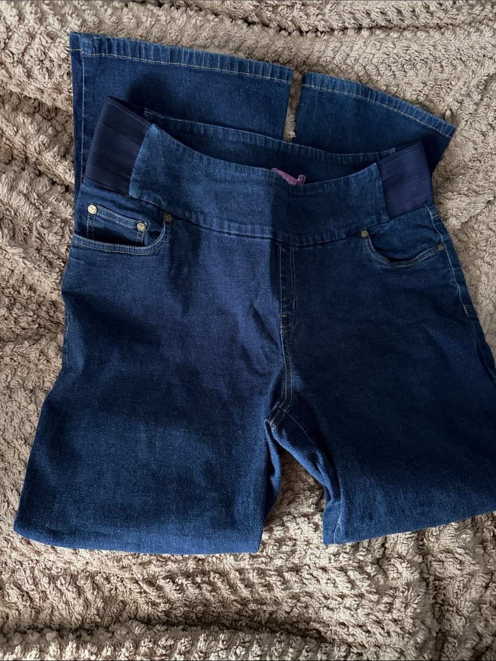 Woman Within Dark Blue Stretch Denim Jeggings Shorts 14 W